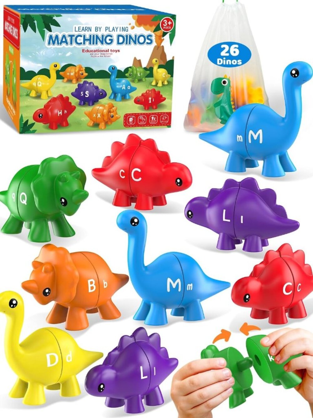 Dinosaur Alphabet Learning Toys Set - 26PCS Educational Fun for Kids Ages 3-5
